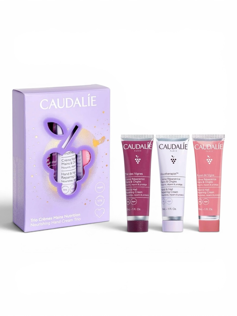 Caudalie Nourishing Hand Cream Trio 3 Full Size 1 oz BNIB Gift Set